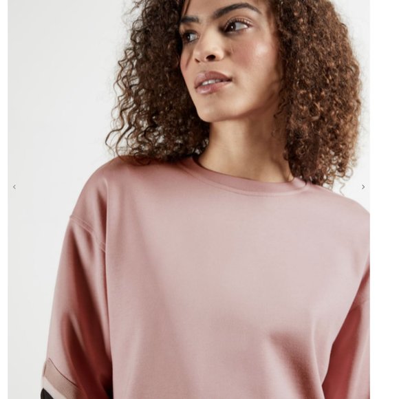 Ted Baker Jjordan Sweatshirt With Knitted Stripe Pale Pink size 2 nwot - Picture 2 of 13